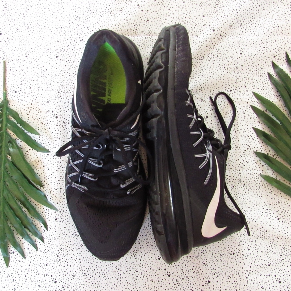 NIKE AIR MAX Black with White Nike Swoosh Sneakers